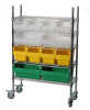 new shelfull bins used in warehouse with shelf system