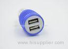 LED Light 3.4A Blue Dual Micro USB Car Charger For Tablet / Android Smartphone