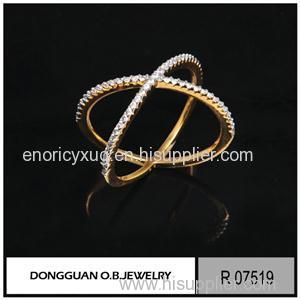 R7519 925 Sterling Silver Gold Plated CZ Ring