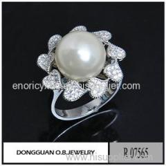 R7565 Fashionable Diamond Jewelry Rhodium Plated Pearl Jewelry