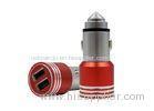 Red Iphone Car Charger Alumium With Over Current / Over Voltage Protection