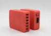 Red Multi USB Travel Charger High Speed Mobile Phone Adapter AC 100V - 240V Input