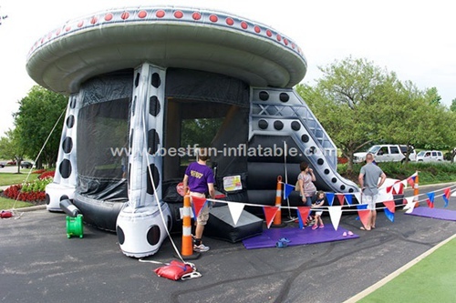 Inflatable UFO bouncer slide