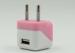 5 Volt 1 Amp EU Portable Wall Charger Adaptor Pink Color For Mobile Phone