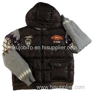 winter competitive price polyester fill woven jacket jacquard rib outerwear sweater