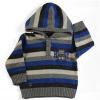 2015 winter baby boy's jersey striped hoody pullover sweater printing applique knitwear
