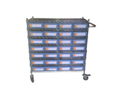 wire shelving trolley with shelf bins