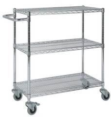 Wire shelving trolley moving system