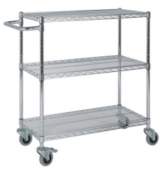 wire shelving trolley with shelf bins