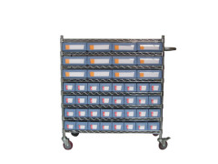 Wire shelving trolley with bin units