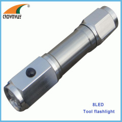 8LED hand torch 15 000MCD super bright cutter and hammer tool light emergency lamp camping lantern 3*AAA batteries
