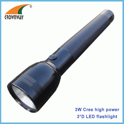 3W Cree LED flashlight 180Lumen powerful 3*D big size waterproof anodized aluminum camping lamps hiking lights