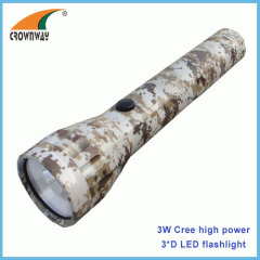 3W Cree LED flashlight 180Lumen 3*D big size waterproof anodized aluminum camping lamps emergency light