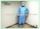 Waterproof Blue Medical Disposable Isolation Gown Breathable 50gsm