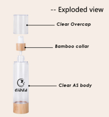Cosmetic Airless Pump Bottle with bamboo collar
