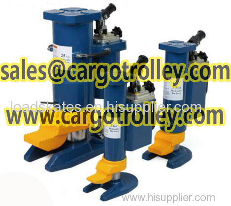 Hydraulic toe jack applications and details