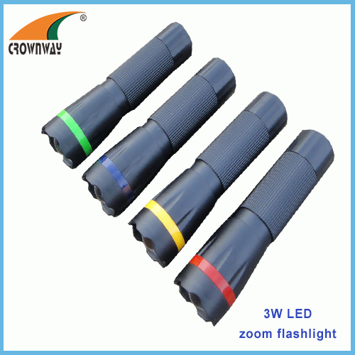 3W Led plastic torch 180Lumen high power 3*AAA battery zoomble light weight hand torch camping lantern CE RoHS approval