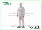 Dust Proof Breathable White Disposable Coveralls with Hood / Feetcover