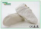 White Slip Resistant Tyvek Disposable Shoe Covers Booties With PVC Sole 43gsm