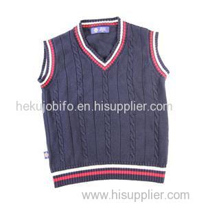 2015 fall winter 100% cotton campus sweater stock casual vest cable knitwear