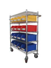 plastic storage bin with racking trolley