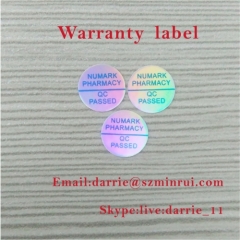 China top manufacturer of ultra destructible label paper custom 8mm waterproof hologram QC passed warranty label sticker