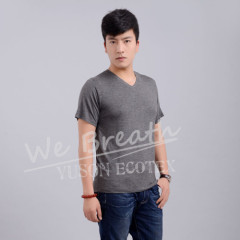 Apparel & Fashion T-shirts Men Bamboo V-neck Summer Basic Breathable T-shirt