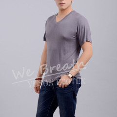 Apparel & Fashion T-shirts Men Bamboo V-neck Summer Basic Breathable T-shirt