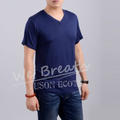 Apparel & Fashion T-shirts Men Bamboo V-neck Summer Basic Breathable T-shirt