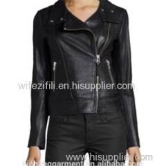 Women Biker Jacket With Front Zipper