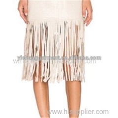 Womens Leather Skirt With Tassel