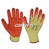 Orange latex coated gloves