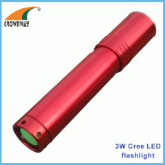 3W Cree LED flashlight 180Lumen powerful hand torch pocket lamp waterproof anodized aluminum 18650 rechargeable lights