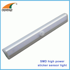 10SMD motion sensor lamp 80Lumen aluminum body sensor light auto off home light 4AAA battery double sticker cabinet lamp