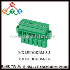 3.5/3.81mm pitch 300V/8A 180 degree pluggable terminal blocks with flange replacement of PHOENIX and DINKLE