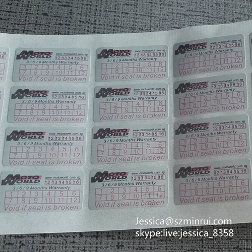 High Quality Breakable One Time Use Sticker Anti-tamper Destructible Date Warranty Adhesive Sticker