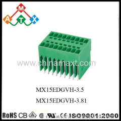 Right angle pin 3.5/3.81mm dual row male type pluggable terminal block with flange manufacturer with UL and TUV approval