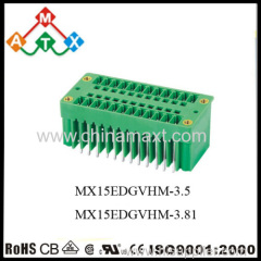 Dual row 3.5/3.81mm pitch 300V/8A pluggable terminal block with flange fixed on PCB panel with UL and TUV certification
