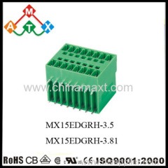 Right angle pin 3.5/3.81mm dual row male type pluggable terminal block with flange manufacturer with UL and TUV approval