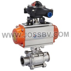 Pneumatic Hygienic 3PCS Ball Valve With Visual Control Head