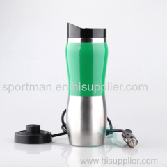 12V Custom Heated Drinking Mug Travel Mug with Car Adapter Plugs