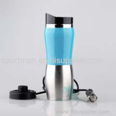 12V Custom Heated Drinking Mug Travel Mug with Car Adapter Plugs