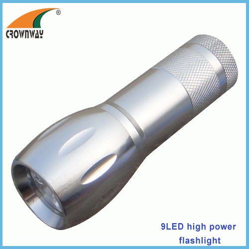 9LED flashlights 15 000MCD high power pocket LED lamp camping lantern anodized aluminum body 3*AAA CE RoHS approval