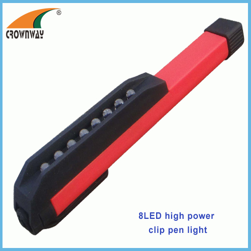 8LED pen light 3*AAA battery doctor light clip pocket light hand torch flashlight ABS durable 15M000MCD super bright