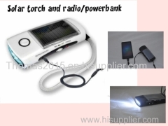 Solar LED Torch Flashlight with FM Radio and Cell Phone Charger for MP3 MP4 Lht1