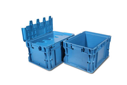 stack plastic container in grey and blue color