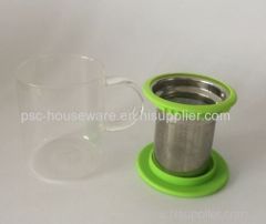 Borosilicate Single Wall Glass Infuser Mug With Stainless Steel Infuser And Lid