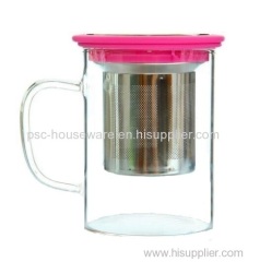 Borosilicate Single Wall Glass Infuser Mug With Stainless Steel Infuser And Lid