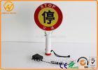 Traffic Warning Hand Held Stop Signs with LightsRed Flashing Rechargeable Battery