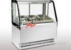 Curved Food Display Showcase Cold Or Hot 2 -5 Pot Commercial Bain Marie Suit For GN 1 /1 Pan